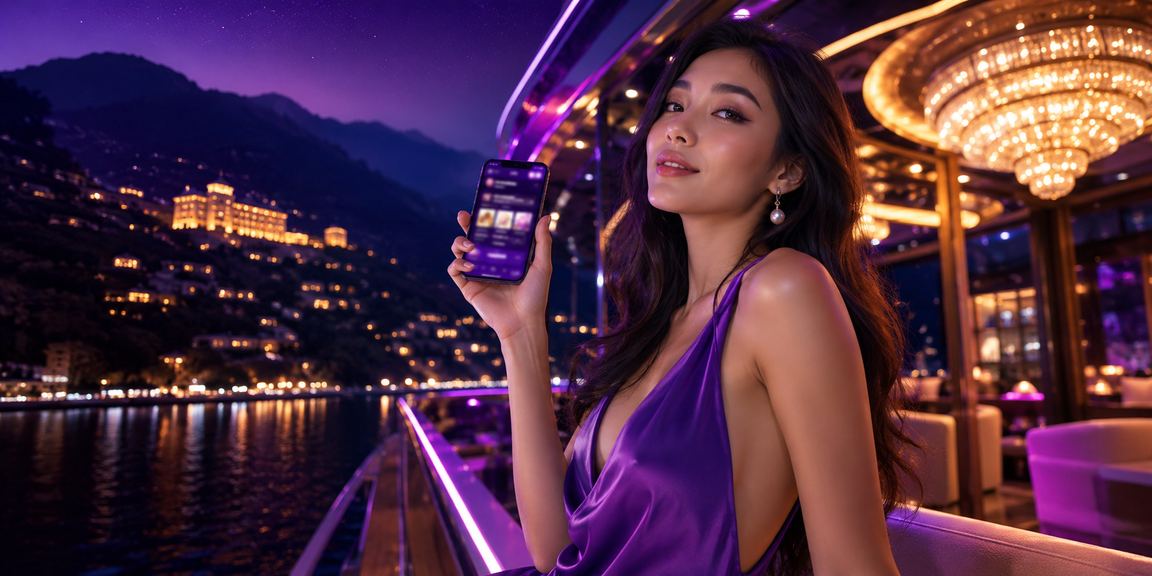 Người dùng truy cập casino di động giữa khung cảnh núi rừng Sa Pa về đêm